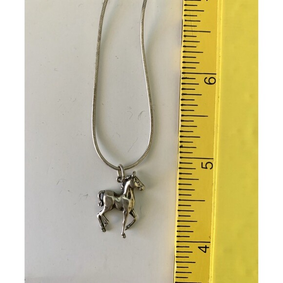 Horse Italy 925 Sterling Silver Pony Mustang Pendant 16” Chain Necklace Vintage - Picture 6 of 7